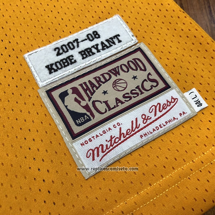 Camiseta Los Angeles Lakers Kobe Bryant #24 60th Anniversary Mitchell & Ness 2007-08 Amarillo